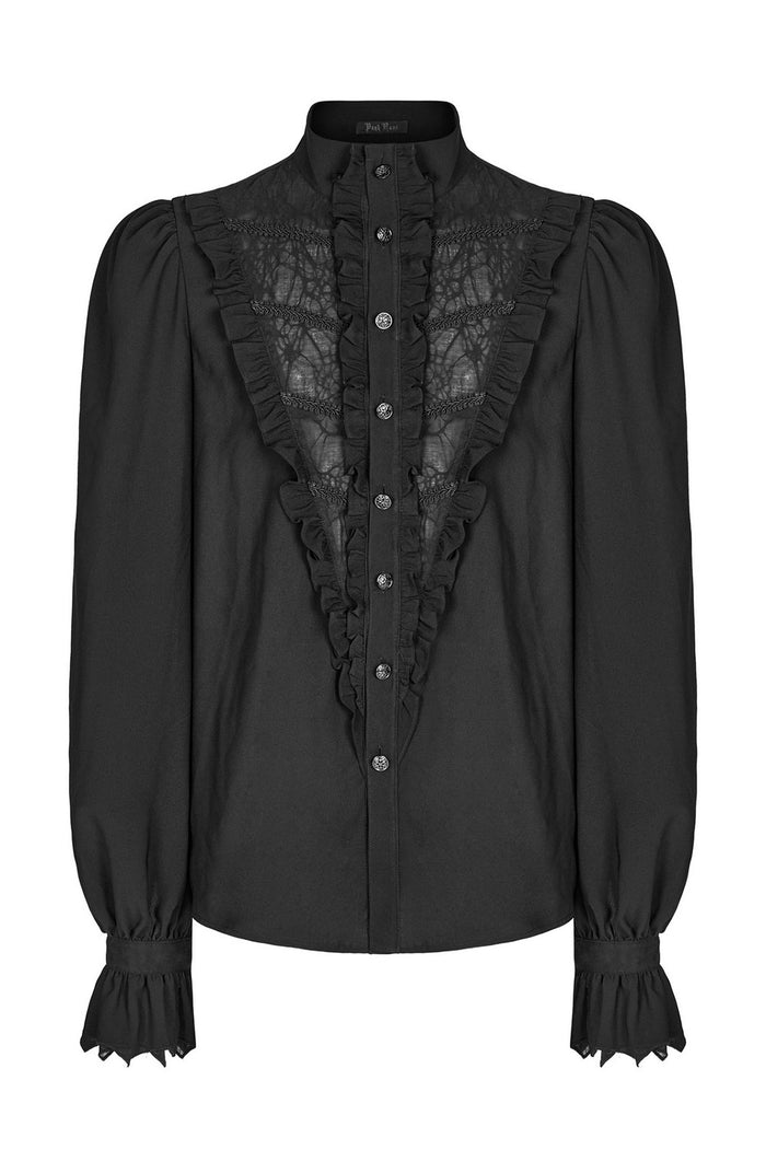 puffed shoulder mens vampire goth butted long sleeve shirt