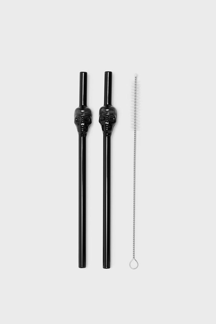 skull shaped straws with straw cleaner
