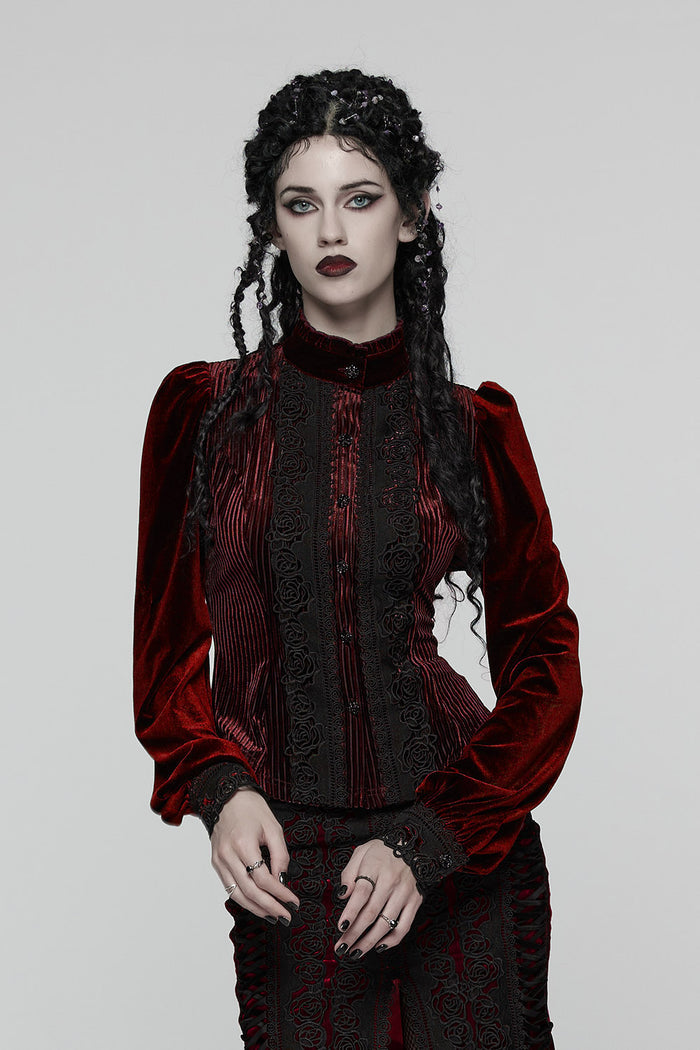 victorian goth dark red velvet vampire goth top