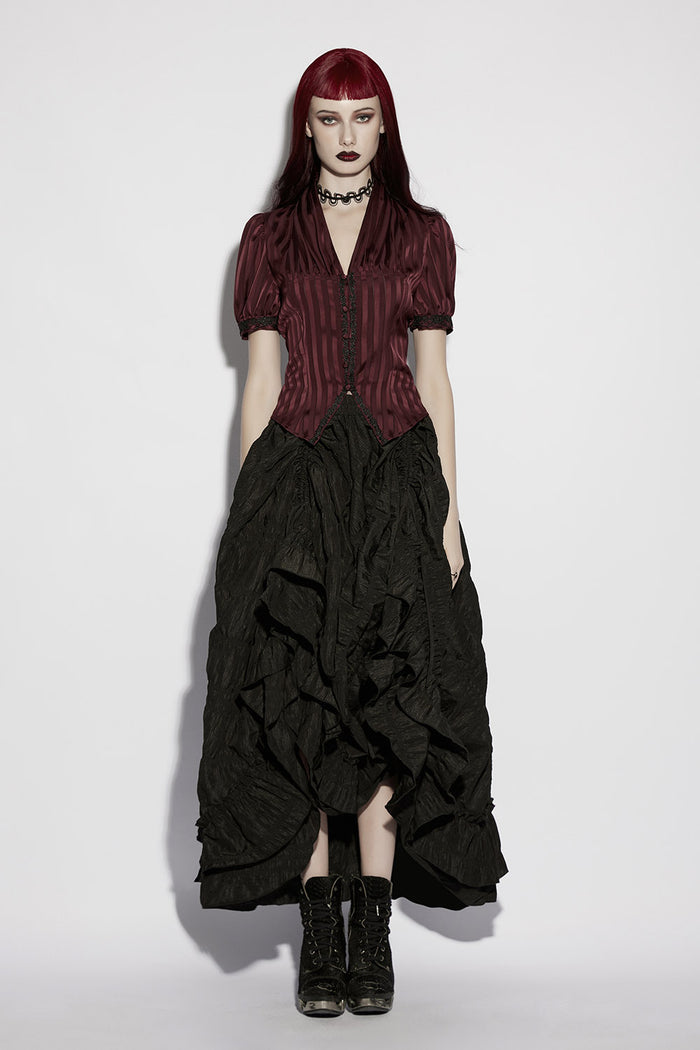 puff sleeve striped steampunk blouse