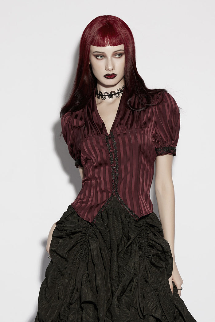 striped steampunk blouse with back lacing