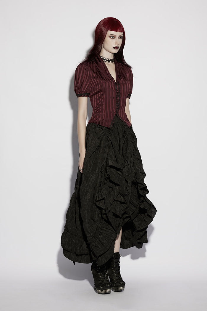 buttoned striped steampunk blouse