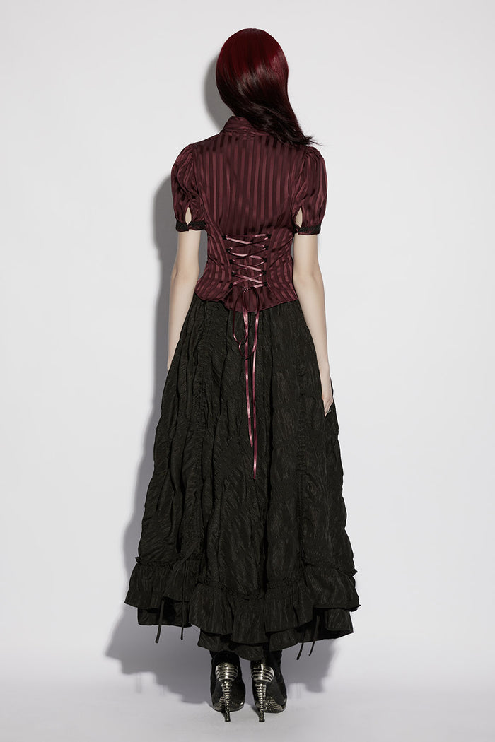 lace-up striped steampunk blouse
