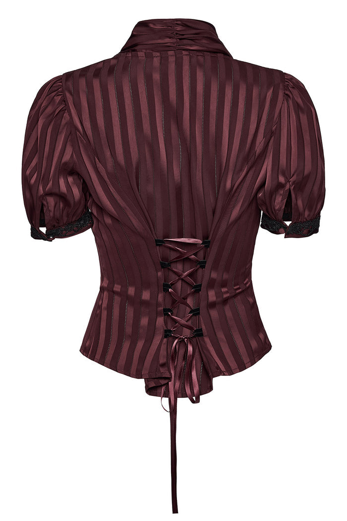 puff sleeve striped steampunk blouse