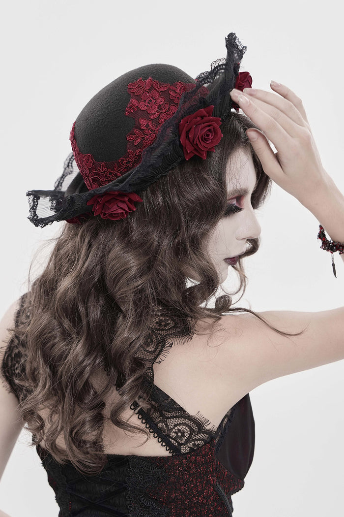 victorian lace trim ruffled hat