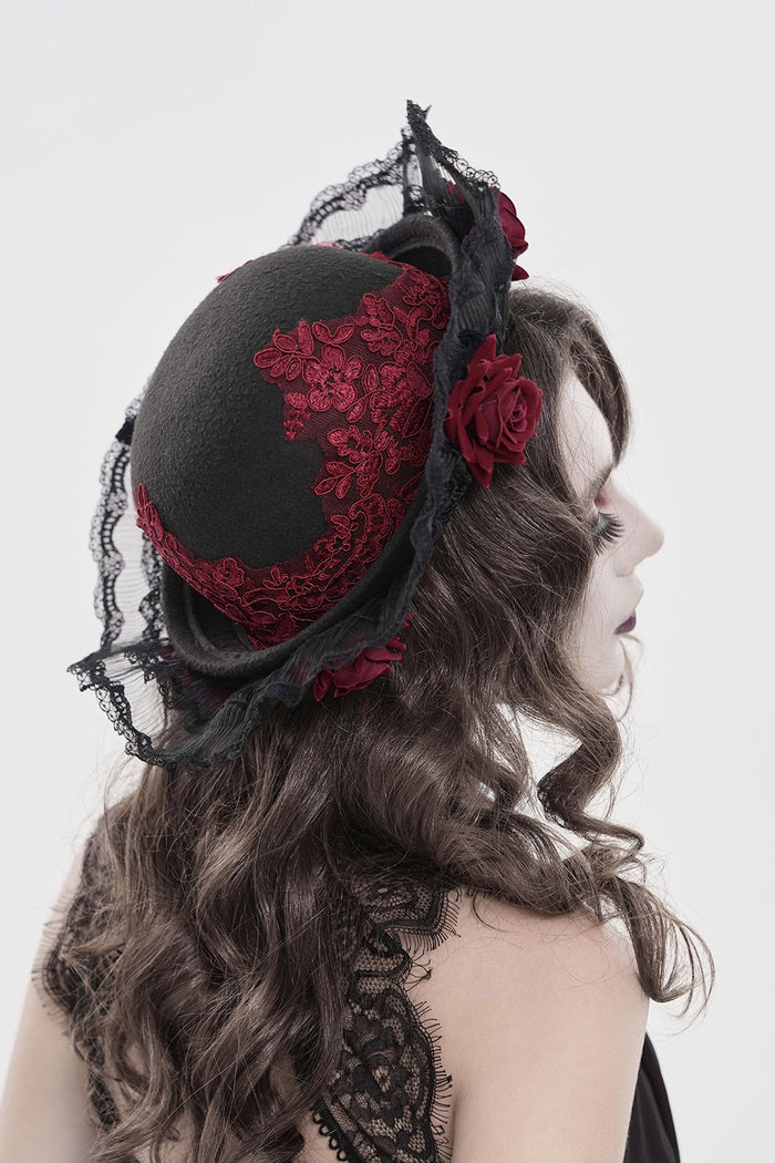 gothic lace trim ruffled hat