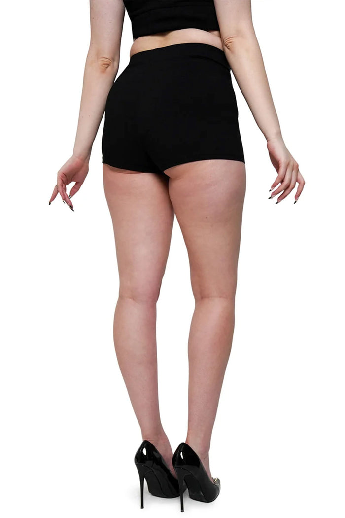 goth grunge black shorts for women made of stretch twill fabric