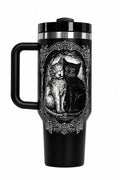 gothic cat drinking cup to go