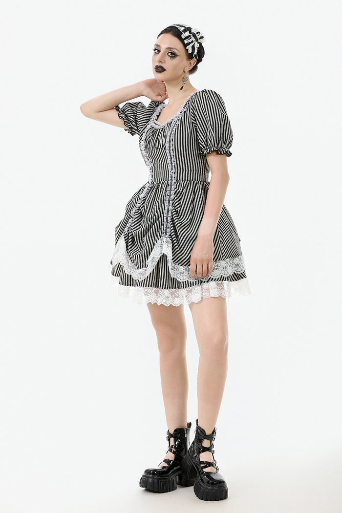 layered puff sleeve mini dress