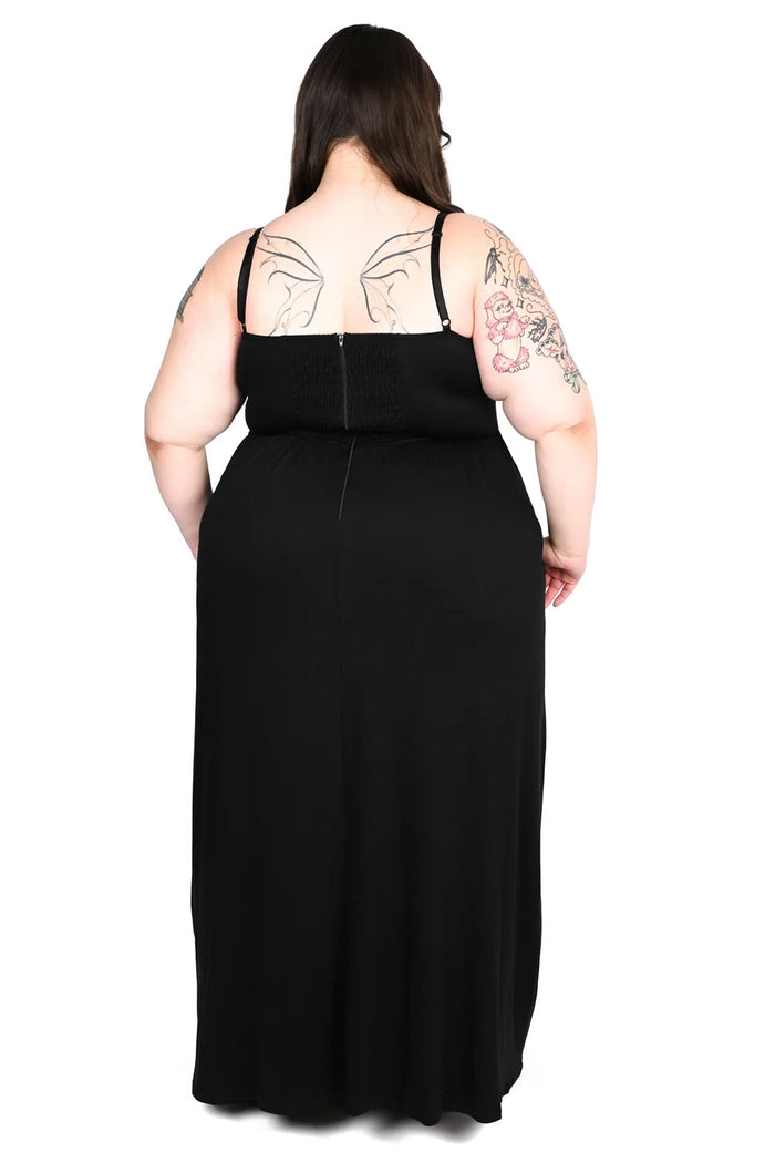 Goth maxi dress with zipper back