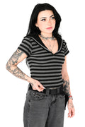 Foxblood black and grey striped top complete sailor collar