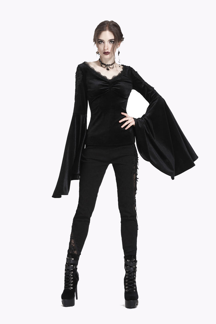 womens  embroidered goth blouse