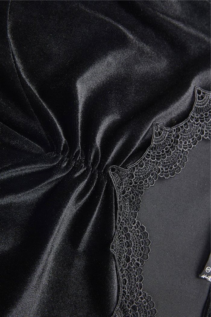 black velvet embroidered long sleeve blouse