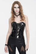 Goth corset in patent black leather