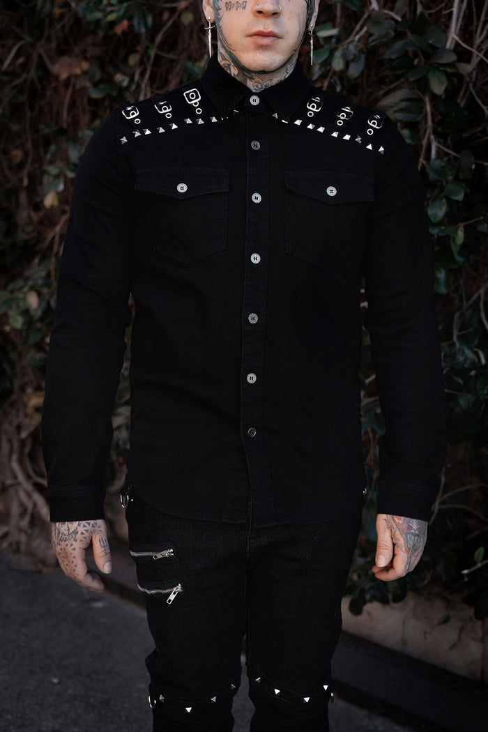 mens pointed collar long sleeve gothic button-down shirt