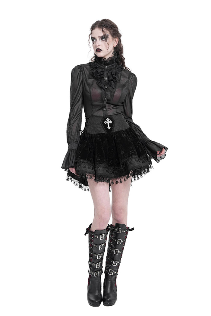 womens creepy cute velvet mini skirt