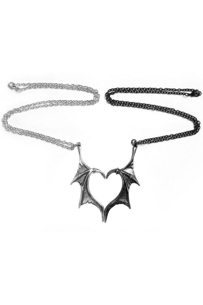 pewter gothic batwing necklace set