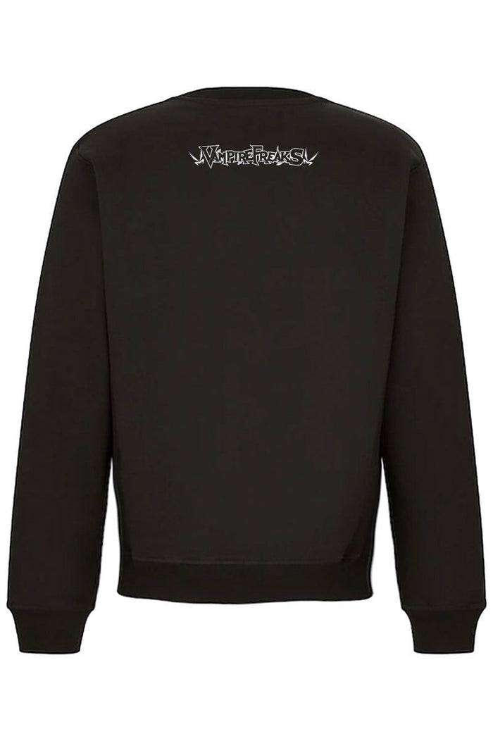 black cotton emo sweater sweatshirt with vampirefreaks branding on back