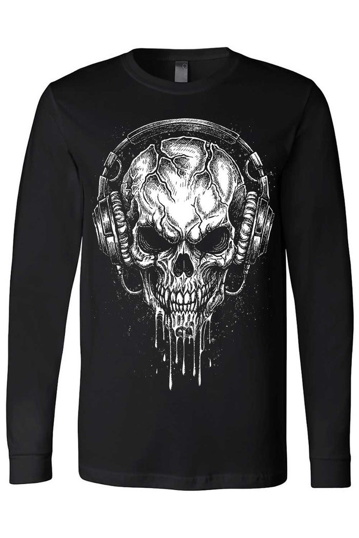 distressed punk long sleeve skull t-shirt