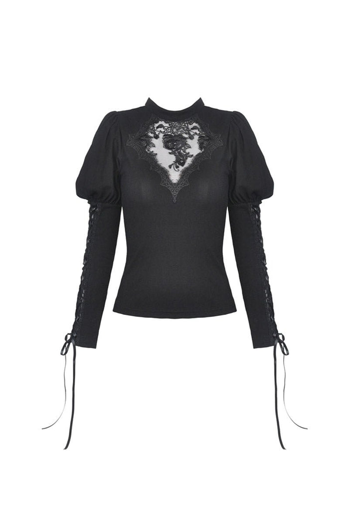 Dead Roses Goth Puffed Sleeve Top - womens tops - VampireFreaks - Dark In Love