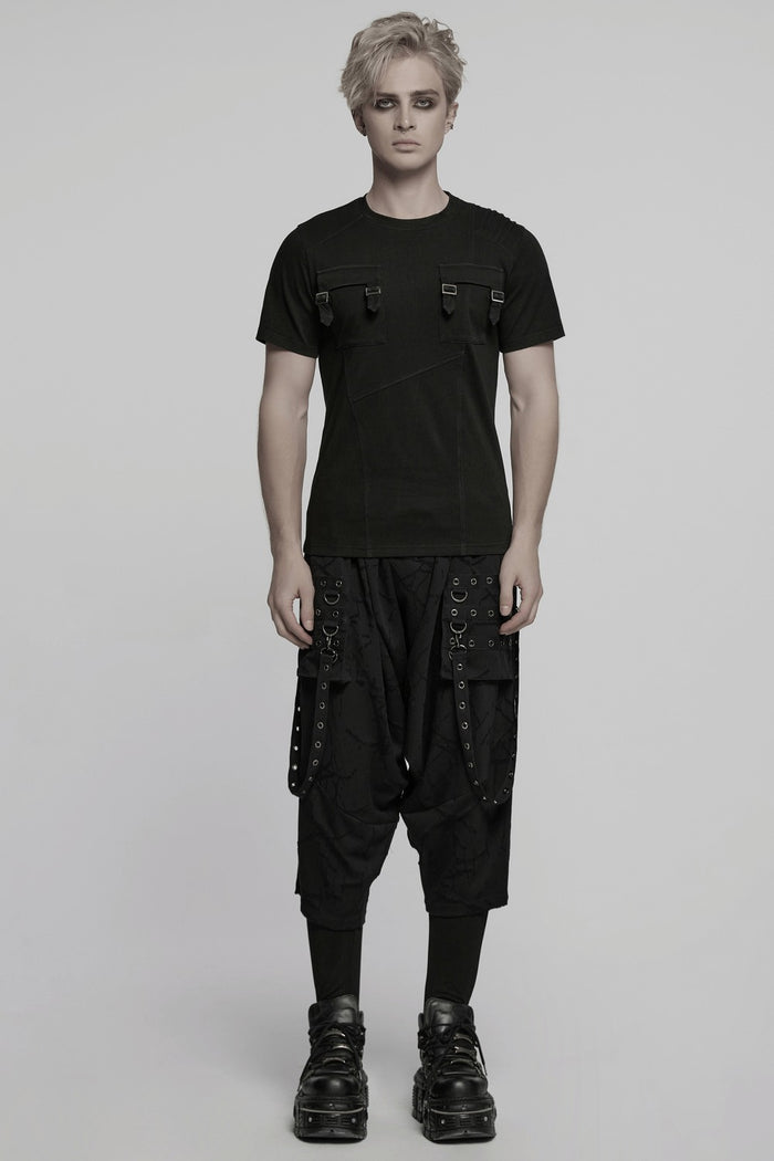 mens short sleeve punk tshirt with pockets