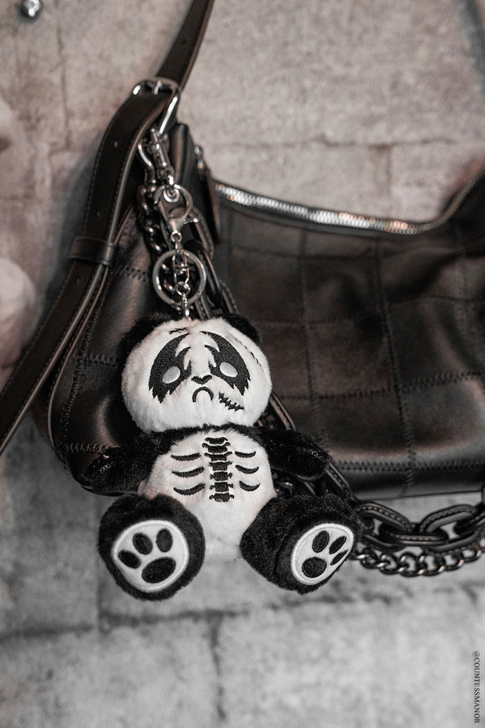 heavy metal panda bear keychain plush