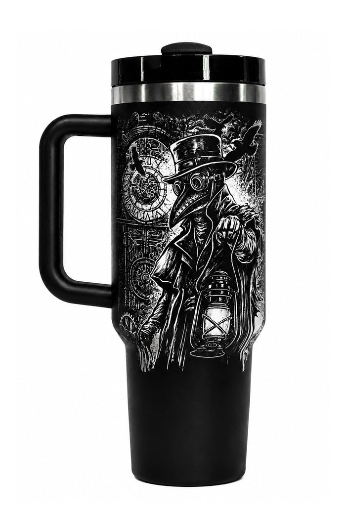 plague doctor travel cup to go amde of steel