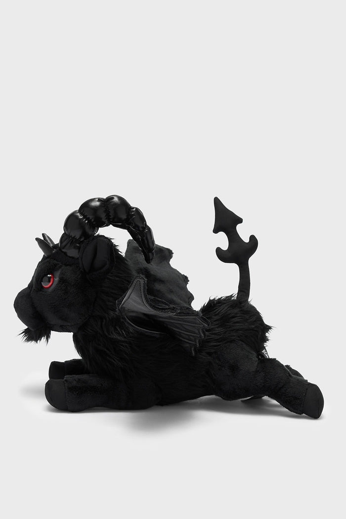 spooky black gothic occult black goat plushie toy stuffed animal