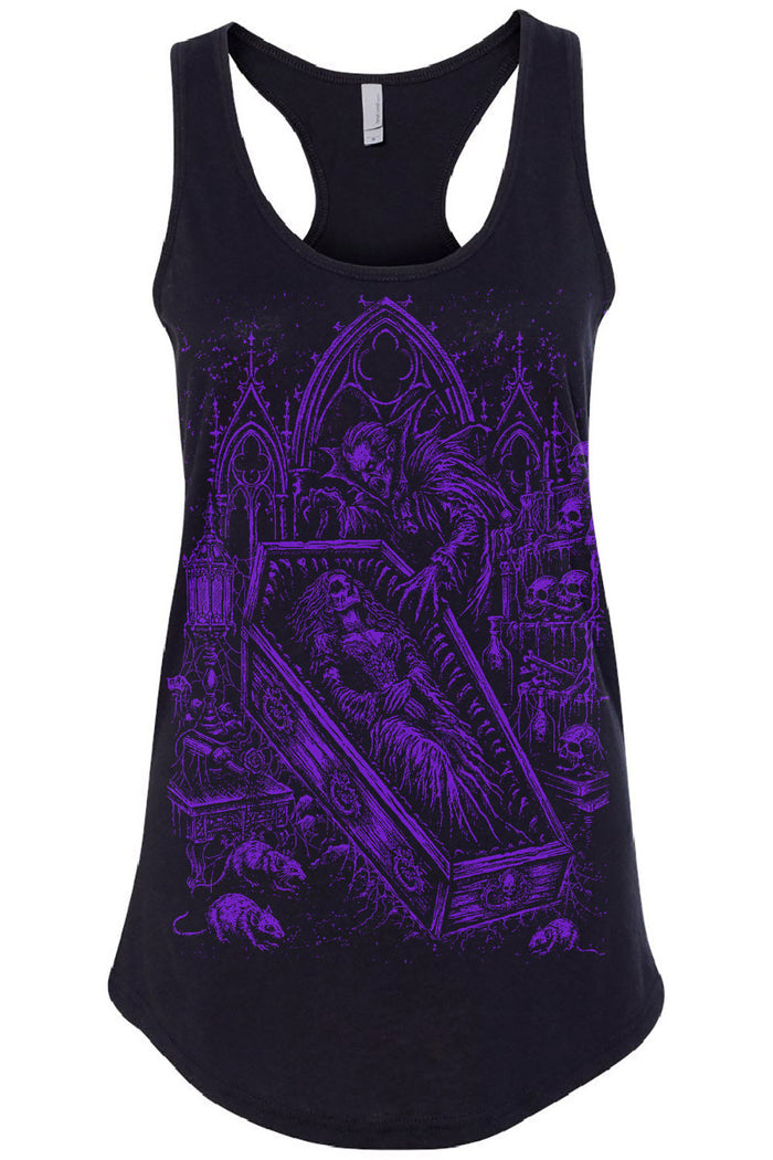 Womens black Dracula racerback tank top from VampireFreaks