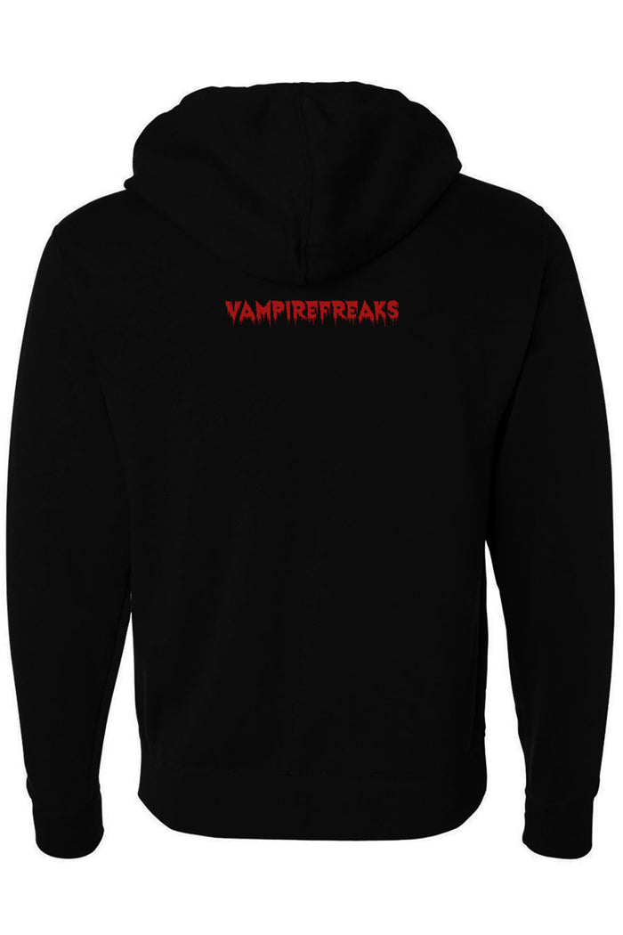 dark spooky gothic vampire hoodie with VF branding on the back