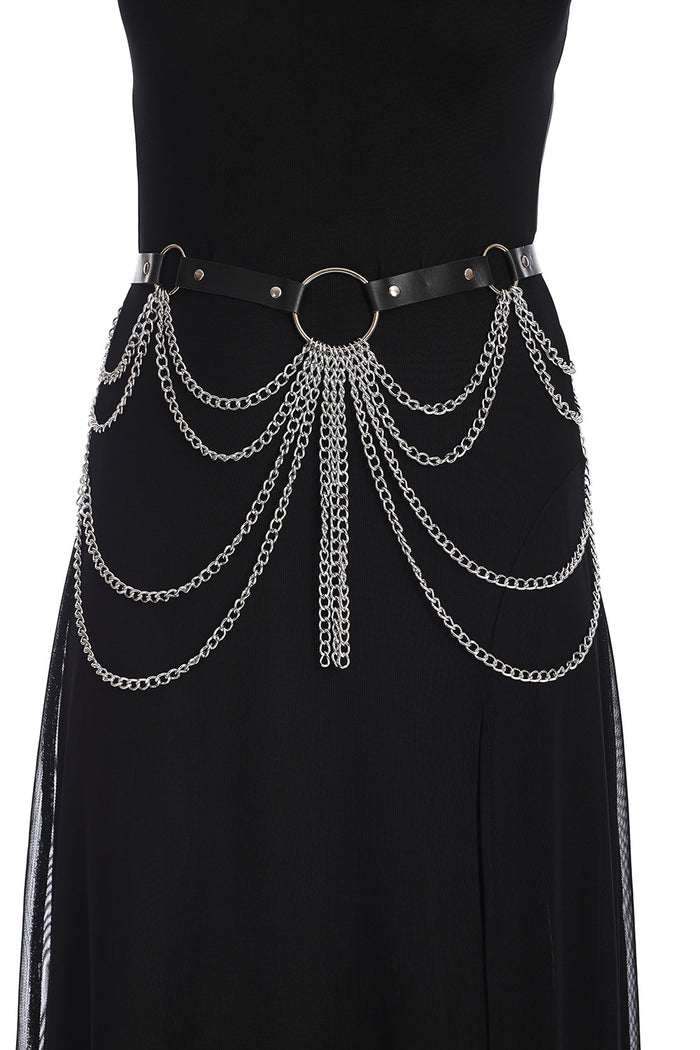 high-waisted gothic chain belt