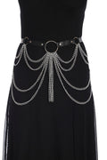 high-waisted gothic chain belt