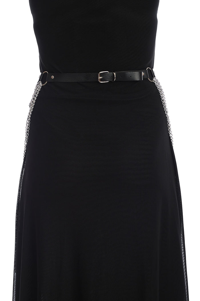 womens gothic high waisted buckled belt made of vegan leather