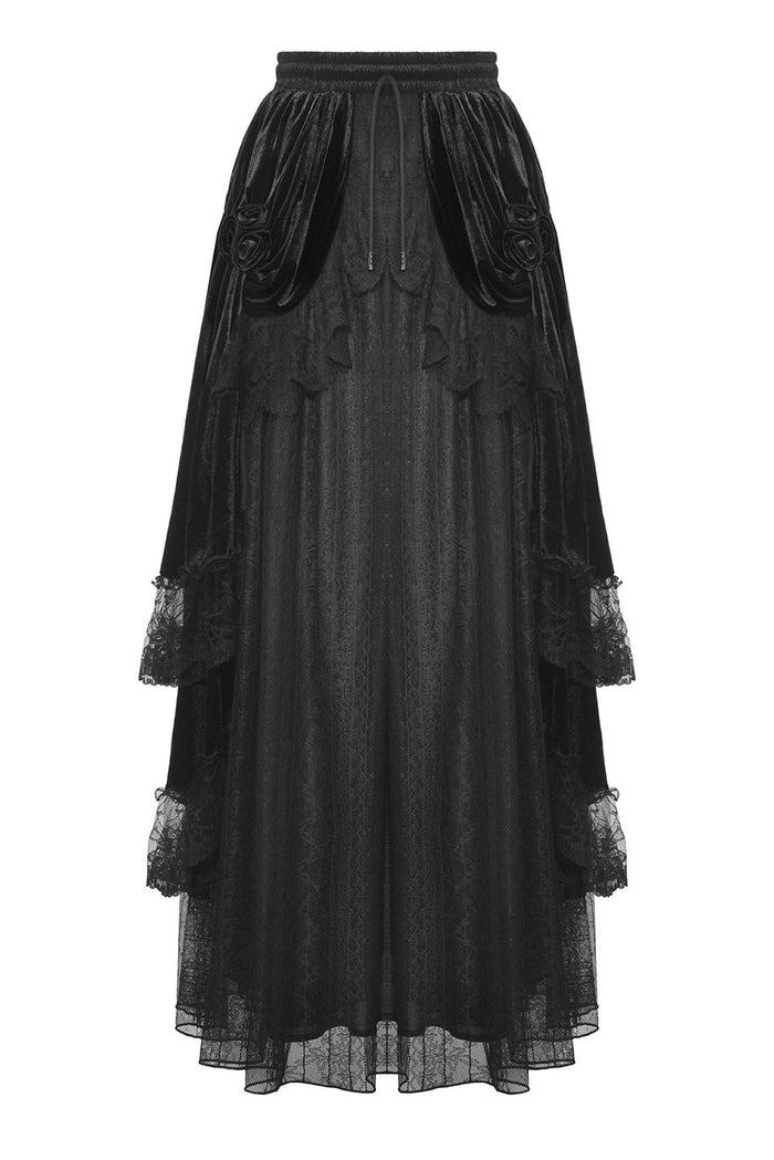 Draped Velvet Haute Goth Maxi Skirt - skirts - VampireFreaks - Dark In Love