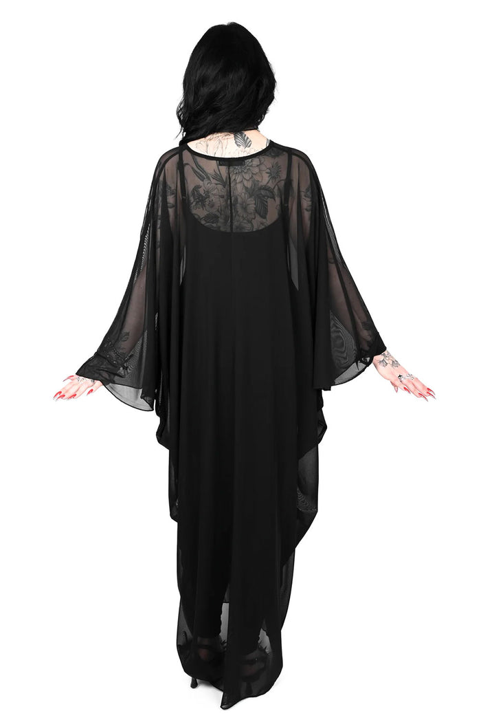 Black Mesh Kaftan Dress