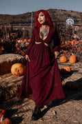 dark cottagecore dark red burgundy dress