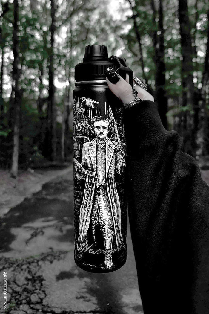 gothic poetry water bottle