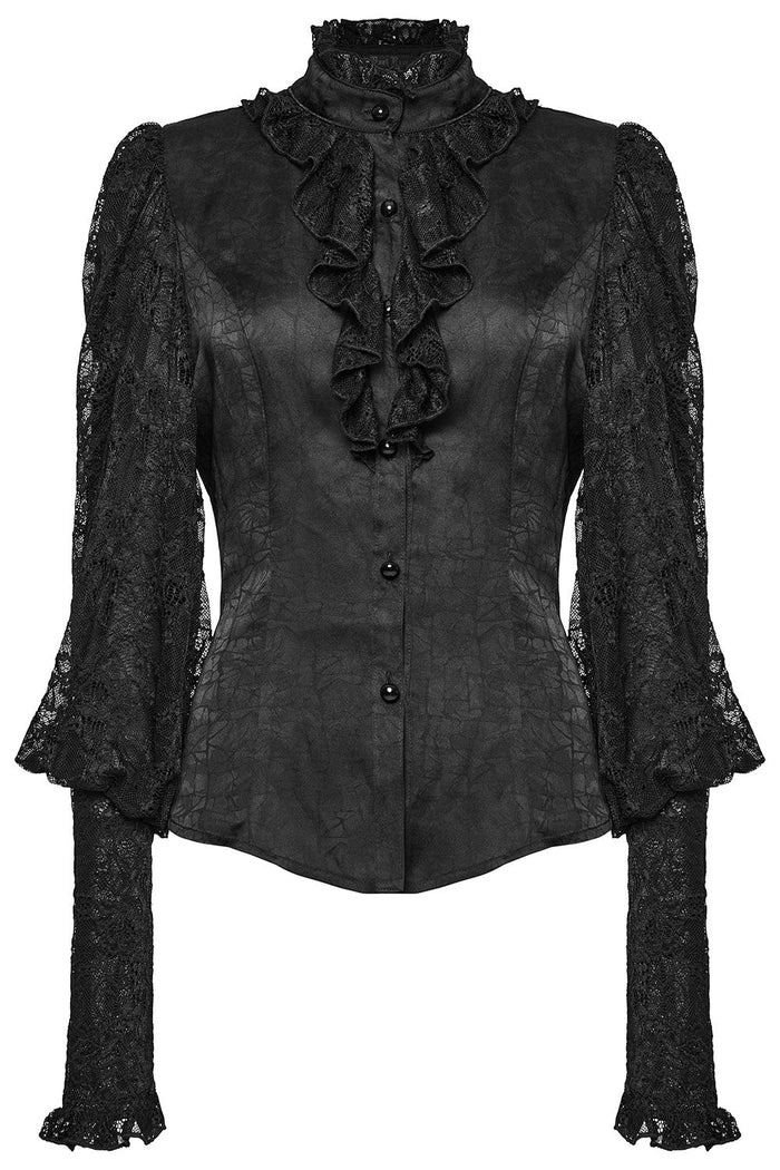 Edwardian Goth Button - Up Blouse - womens tops - VampireFreaks - Punk Rave