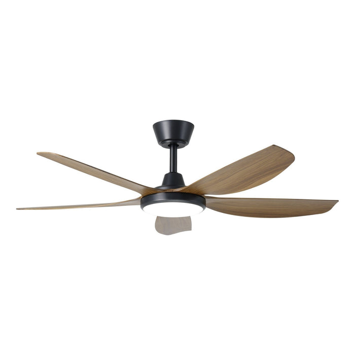 Light On Eglo Miami 48 DC Ceiling Fan with LED Light Black/ Teak  20796607 - The Blue Space