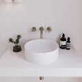 Top Eight Quarters 390mm Concrete Circle Above Counter Basin - White EQCO1-W - The Blue Space