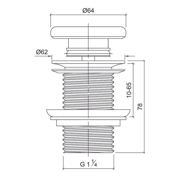 Technical Drawing Eight Quarters Concrete Natural Oat Pop-Up Waste EQCNP-O - The Blue Space