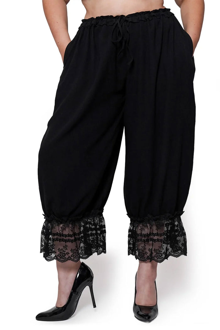 goth fashion lace trim womens bloomer pants