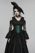 tasseled womens dark green corset