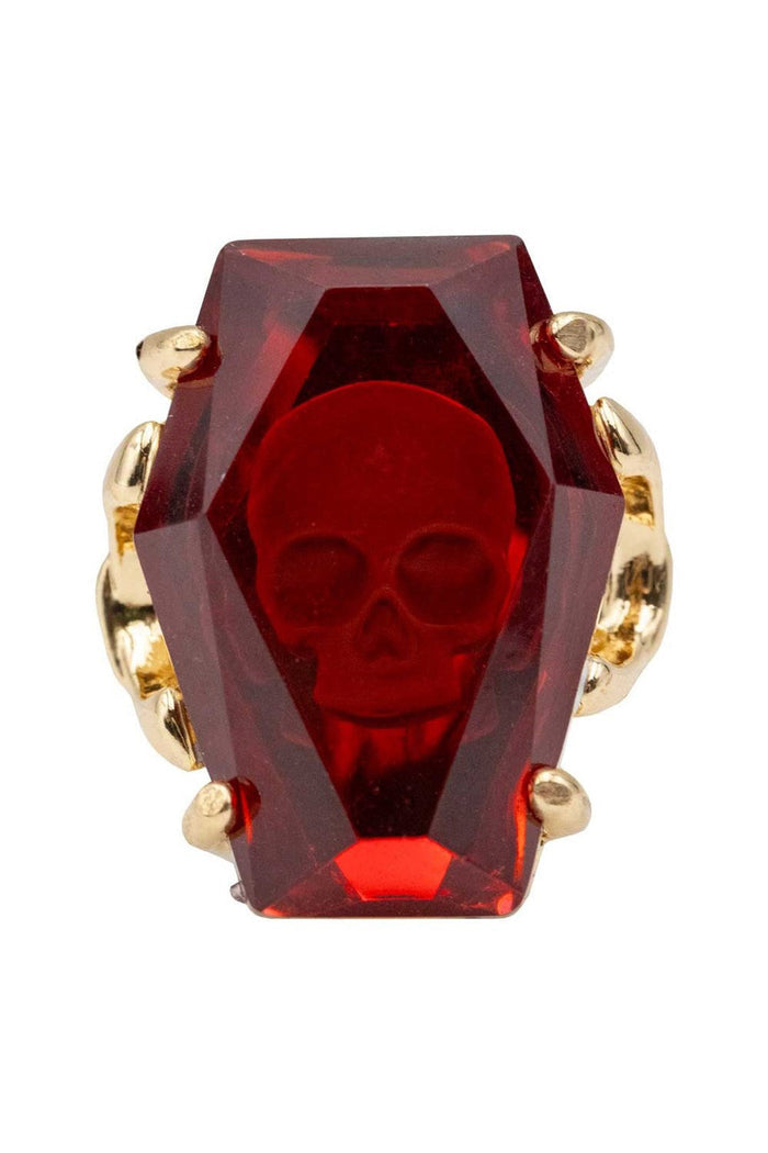 gold gothic coffin-shaped 3D ring