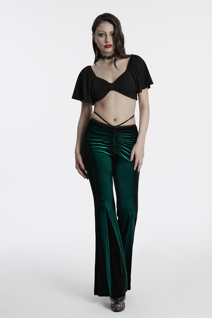 witchy green flared pants