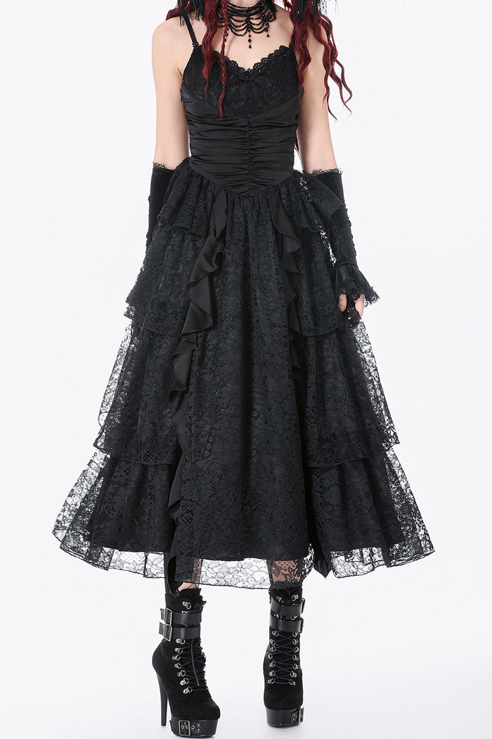 long layered lace dress