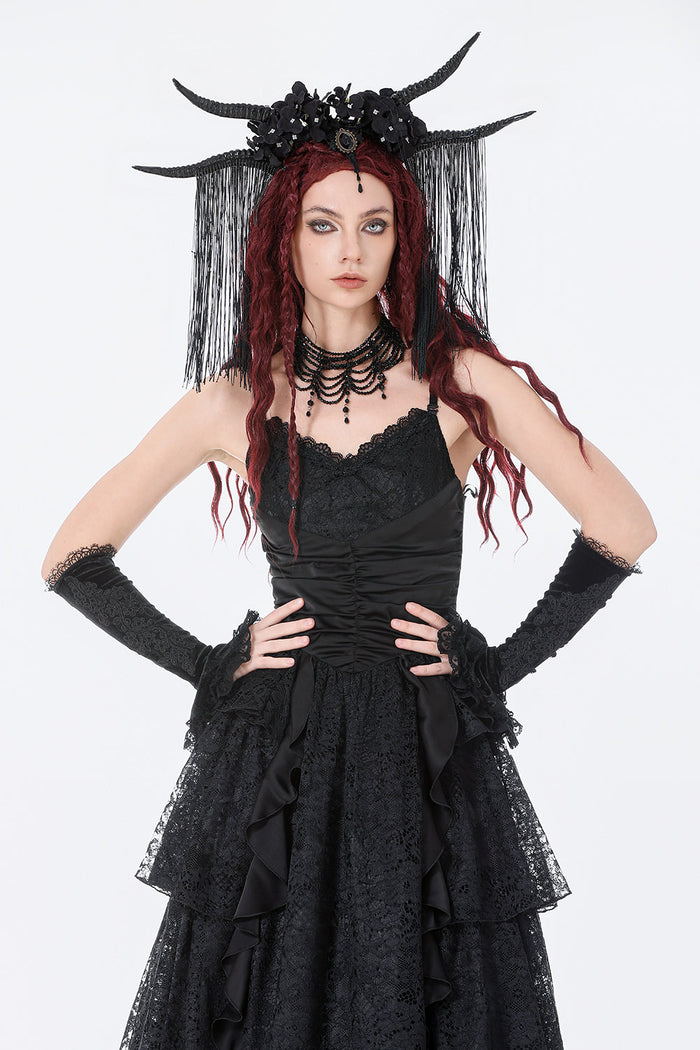 maxi length lace princess layered goth dress