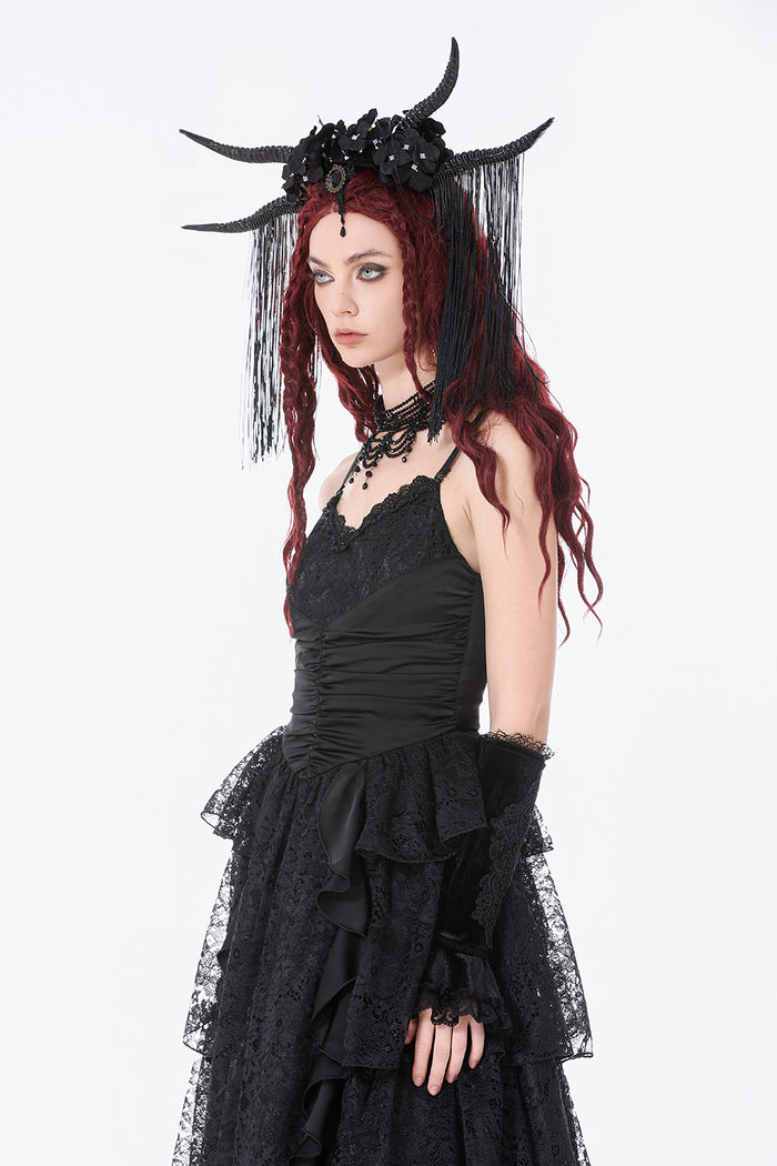 womens satin lace princess layered goth dress