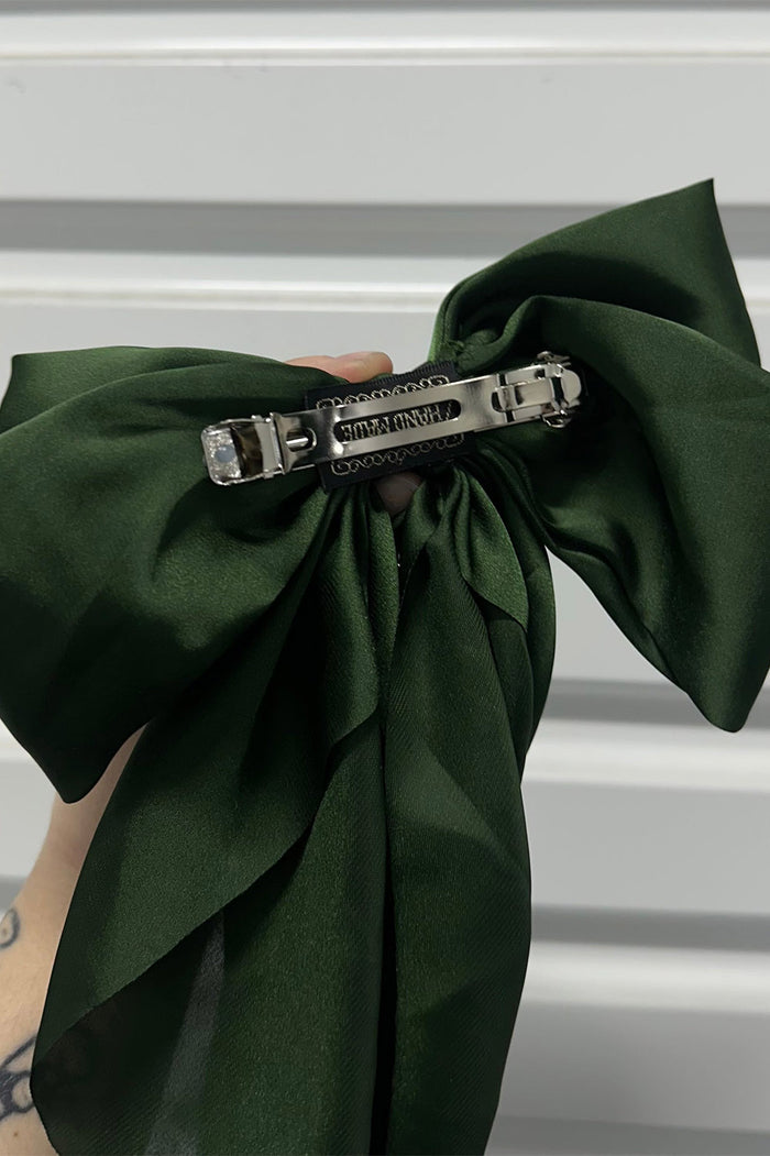 big bow hair clip with rose charm