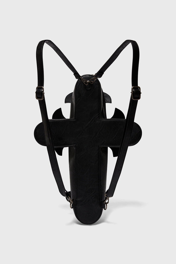 gothic cross shaped novelty bag by killstar